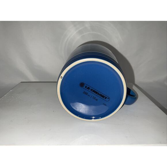 NEW LE CREUSET MARSEILLES BLUE STONEWARE COFFEE MUG CUP 12 Oz. - Picture 5 of 6